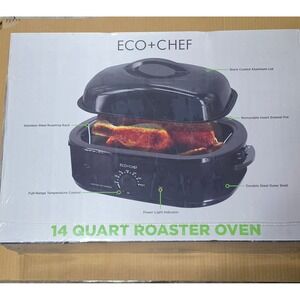 ECO+CHEF 14 Quart Roaster Oven 14QT Black NEW Electric Turkey Roaster